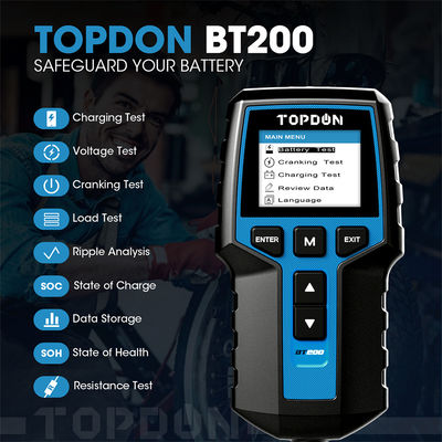 аккумуляторный пробник 12V 24V портативный с принтером TOPDON BT200 для много автомобилей